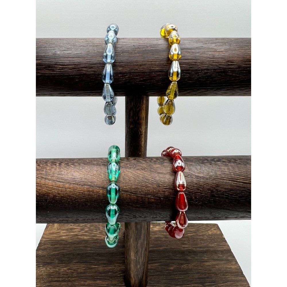 Handcrafted Glass Bead Bracelets In Blue Yellow Red & Green  Boho Jewelry For Wo